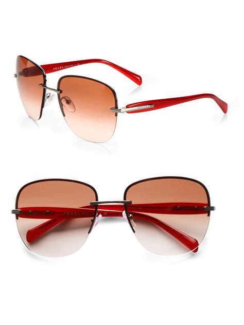 prada sunglass semi rimless aviator pink with pink sides|prada linea rossa.